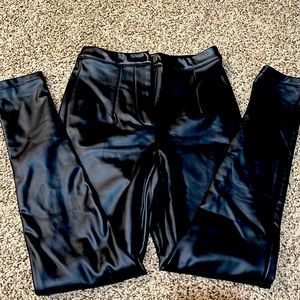 High rise faux leather pants
